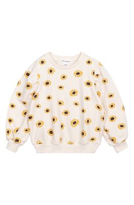 MILES THE LABEL Sunflower Print Organic Cotton Terry Sweatshirt in Beige