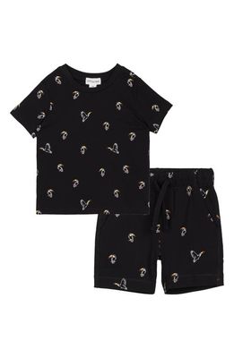 MILES THE LABEL Toucan Print Organic Cotton T-Shirt & Shorts Set in Black