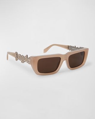 Milford Brown Acetate & Metal Rectangle Sunglasses