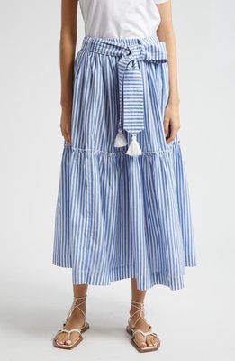 MILLE Franoise Floral Stripe Cotton Skirt in Monaco Stripe