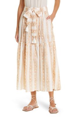 MILLE Franoise Floral Stripe Cotton Skirt in Mumbai Stripe