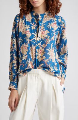 MILLE Tilda Floral High-Low Cotton Tunic Top in Firenze