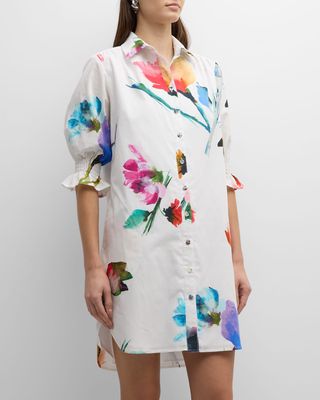 Miller Floral-Print Cotton Midi Shirtdress