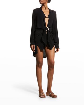 Millie Front-Tie Coverup Shirt