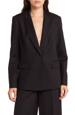 Milly Alexa One-Button Twill Jacket in Black