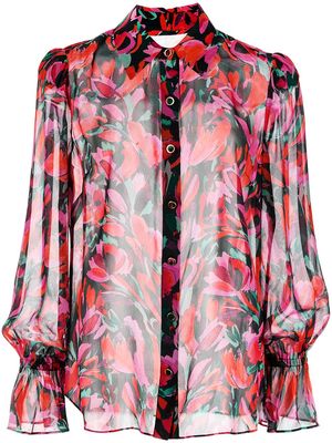 Milly Lacy tulip-print shirt - Red