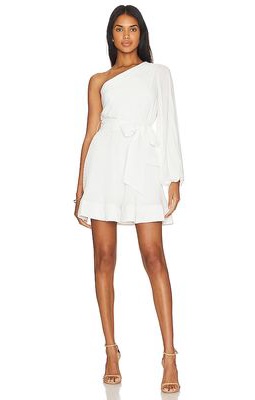 MILLY Linden Pleated Mini Dress in White