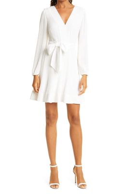 Milly Liv Pleated Long Sleeve Dress in White