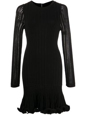 Milly long-sleeved ribbed dress - Black