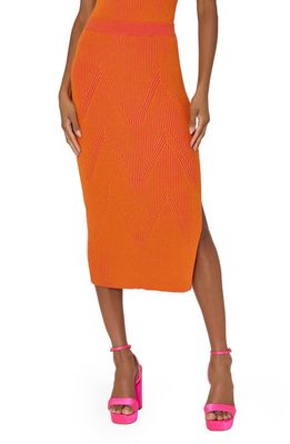 Milly Rib Sweater Midi Skirt in Pink/Coral
