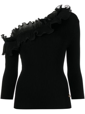 Milly ribbed-knit one-shoulder top - Black