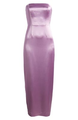 Milly Riva Hammered Satin Strapless Dress in Purple