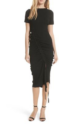 Milly Ruched Midi Dress in Black