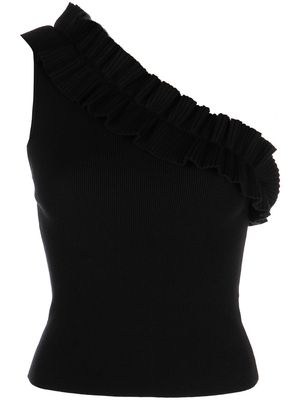Milly ruffle-trim one-shoulder top - Black