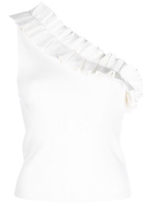 Milly ruffle-trim one-shoulder top - White
