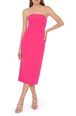 Milly Traci Cady Strapless Midi Dress in Milly Pink