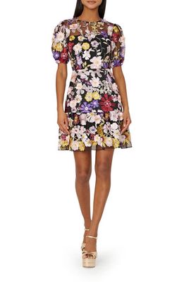 Milly Yasmin Floral Embroidered Tulle Dress in Multi