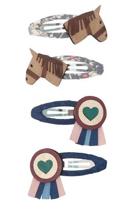 Mimi & Lula Assorted 4-Pack Pony Barrettes in Brown