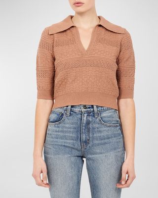 Mimi Cropped 3/4-Sleeve Knit Sweater