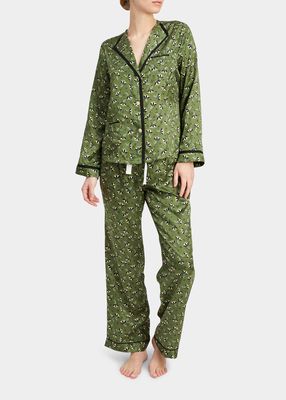 Mimi Floral-Print Silk Pajama Top