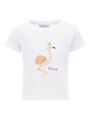 Mimi Tutu flamingo-print cotton T-shirt - White