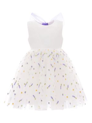 Mimi Tutu lavender-print tulle dress - White
