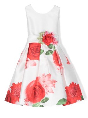 Mimilù corsage-detail floral-print dress - White