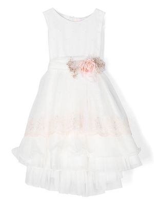Mimilù corsage-detail sleeveless dress - White