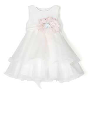 Mimilù corsage-detail tiered dress - White