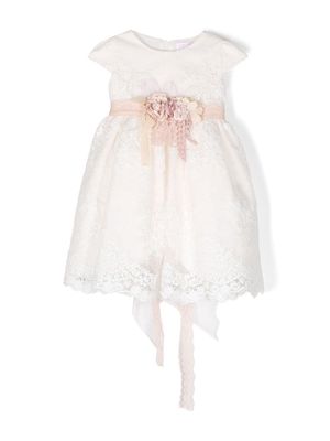 Mimilù floral-detail lace dress - White