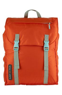 mimish Kids' Sleep-n-Pack Faux Shearling Lined Sleeping Bag Backpack in Orange Oasis