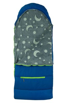 mimish Kids' Sleep-n-Pack Glow in the Dark Sleeping Bag Backpack in Surfer Blue