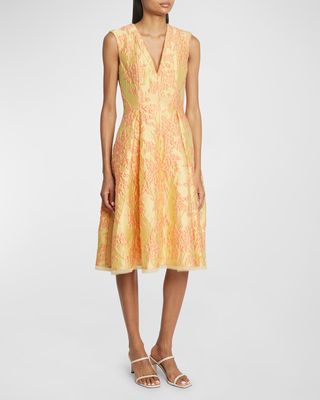 Mimosa Jacquard V-Neck Sleeveless Dress