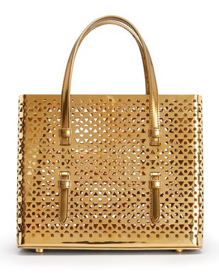 Mina 20 Perforated Metallic Top-Handle Bag