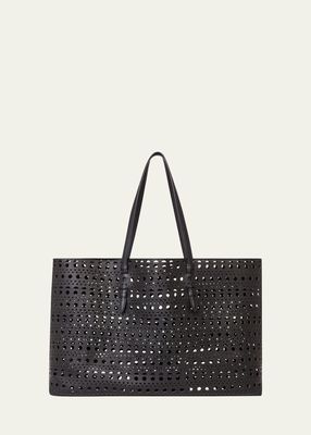 Mina 44 East West Tote in Optical Perforated Leather