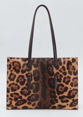 Mina Small Leopard Flat Tote Bag