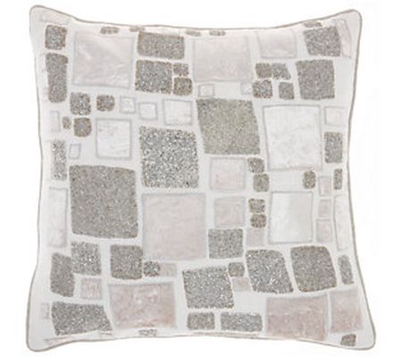 Mina Victory Beaded Patchwork 20" X 20" Throw P illow