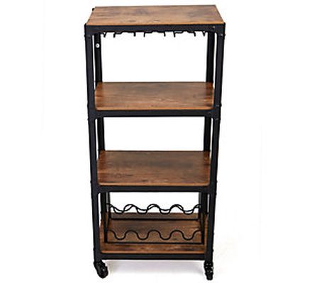 Mind Reader 4-Tier Rolling Bar Cart on Wheels w ith Wine Racks