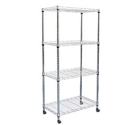 Mind Reader 4-Tier Silver Adjustable Rolling St orage Rack