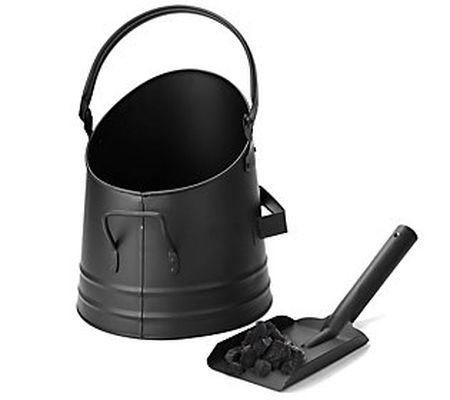 Mind Reader Large Black Fire Place Pellet Bucke t with Shovel