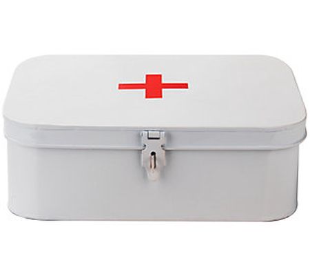 Mind Reader Locking First Aid Box for Medical S torage Tin