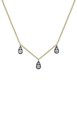 Mindi Mond 3 Drop Reconceived Diamond Cushion Necklace in Ss 18Kyg