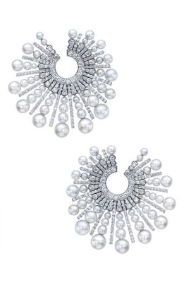 Mindi Mond Akoya Pearl & Diamond Spoke Earrings in Pearl/18K Wg