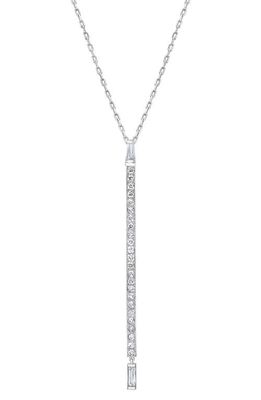 Mindi Mond Baguette Diamond Deco Bar Pendant Necklace in Platinum 