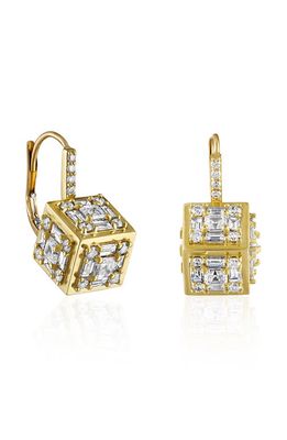 Mindi Mond Clarity 3D Diamond Drop Earrings in Yellow Gold/Diamond