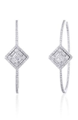 Mindi Mond Clarity Asscher Diamond Hoop Earrings in White Gold/Diamond