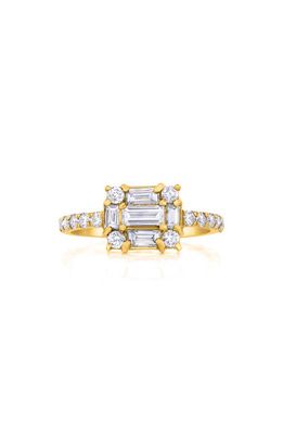 Mindi Mond Clarity Cube Diamond Ring in 18K Yellow Gold 