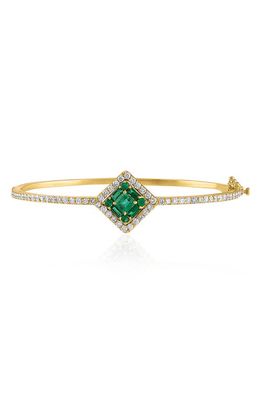 Mindi Mond Clarity Cube Emerald & Diamond Hinge Bracelet in Dia/18K Yg