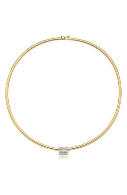 Mindi Mond Clarity Omega Cube Diamond Pendant Choker Necklace in 18K Yellow Gold 