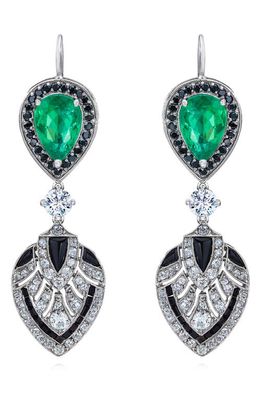 Mindi Mond Emerald & Diamond Drop Earrings in Green Multi
